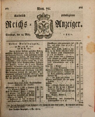 Kaiserlich privilegirter Reichs-Anzeiger (Allgemeiner Anzeiger der Deutschen) Dienstag 24. März 1801