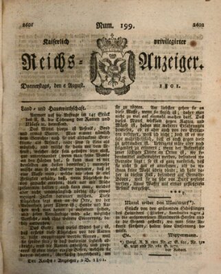 Kaiserlich privilegirter Reichs-Anzeiger (Allgemeiner Anzeiger der Deutschen) Donnerstag 6. August 1801