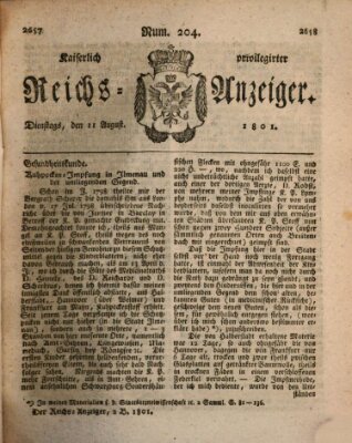 Kaiserlich privilegirter Reichs-Anzeiger (Allgemeiner Anzeiger der Deutschen) Dienstag 11. August 1801
