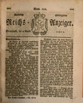 Kaiserlich privilegirter Reichs-Anzeiger (Allgemeiner Anzeiger der Deutschen) Samstag 29. August 1801