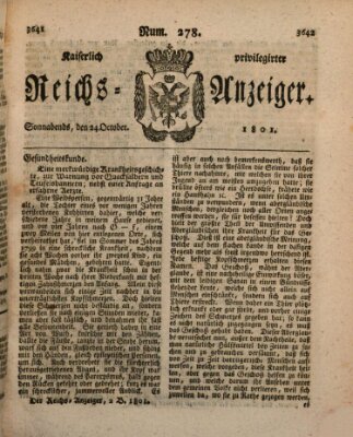 Kaiserlich privilegirter Reichs-Anzeiger (Allgemeiner Anzeiger der Deutschen) Samstag 24. Oktober 1801