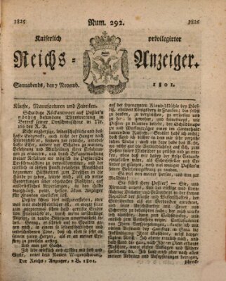 Kaiserlich privilegirter Reichs-Anzeiger (Allgemeiner Anzeiger der Deutschen) Samstag 7. November 1801