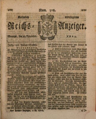 Kaiserlich privilegirter Reichs-Anzeiger (Allgemeiner Anzeiger der Deutschen) Montag 23. November 1801