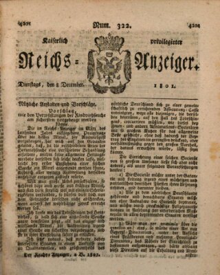 Kaiserlich privilegirter Reichs-Anzeiger (Allgemeiner Anzeiger der Deutschen) Dienstag 8. Dezember 1801