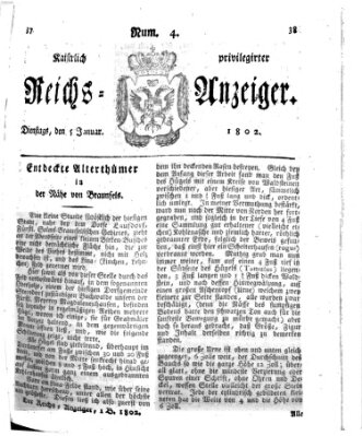 Kaiserlich privilegirter Reichs-Anzeiger (Allgemeiner Anzeiger der Deutschen) Dienstag 5. Januar 1802