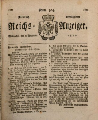 Kaiserlich privilegirter Reichs-Anzeiger (Allgemeiner Anzeiger der Deutschen) Mittwoch 10. November 1802