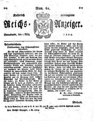 Kaiserlich privilegirter Reichs-Anzeiger (Allgemeiner Anzeiger der Deutschen) Samstag 5. März 1803