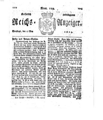 Kaiserlich privilegirter Reichs-Anzeiger (Allgemeiner Anzeiger der Deutschen) Dienstag 17. Mai 1803