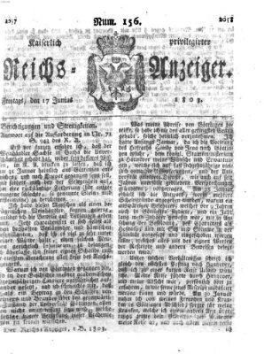 Kaiserlich privilegirter Reichs-Anzeiger (Allgemeiner Anzeiger der Deutschen) Freitag 17. Juni 1803