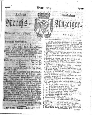 Kaiserlich privilegirter Reichs-Anzeiger (Allgemeiner Anzeiger der Deutschen) Mittwoch 24. August 1803