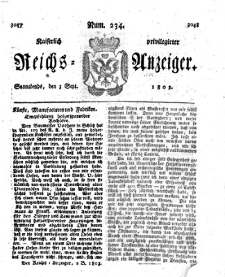 Kaiserlich privilegirter Reichs-Anzeiger (Allgemeiner Anzeiger der Deutschen) Samstag 3. September 1803