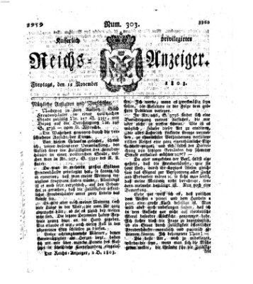 Kaiserlich privilegirter Reichs-Anzeiger (Allgemeiner Anzeiger der Deutschen) Freitag 11. November 1803
