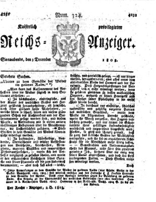 Kaiserlich privilegirter Reichs-Anzeiger (Allgemeiner Anzeiger der Deutschen) Samstag 3. Dezember 1803