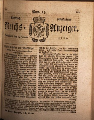Kaiserlich privilegirter Reichs-Anzeiger (Allgemeiner Anzeiger der Deutschen) Samstag 14. Januar 1804