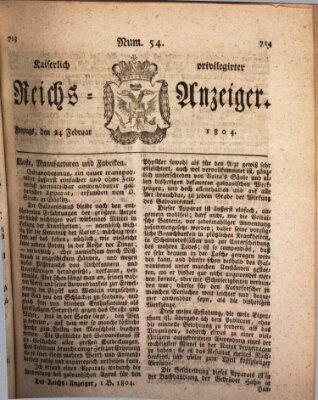 Kaiserlich privilegirter Reichs-Anzeiger (Allgemeiner Anzeiger der Deutschen) Freitag 24. Februar 1804