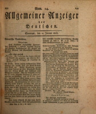 Allgemeiner Anzeiger der Deutschen Sonntag 25. Januar 1807