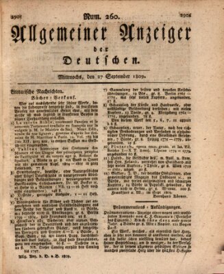 Allgemeiner Anzeiger der Deutschen Mittwoch 27. September 1809