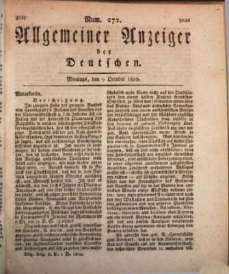 Allgemeiner Anzeiger der Deutschen Montag 9. Oktober 1809