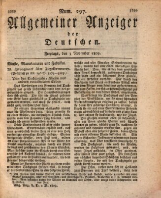 Allgemeiner Anzeiger der Deutschen Freitag 3. November 1809