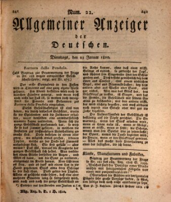 Allgemeiner Anzeiger der Deutschen Dienstag 23. Januar 1810