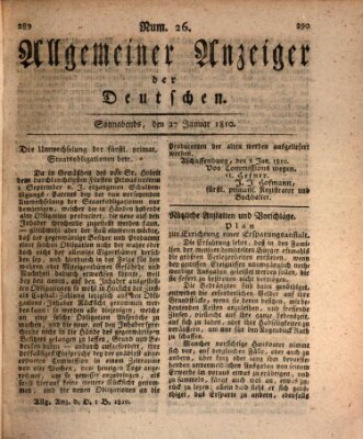 Allgemeiner Anzeiger der Deutschen Samstag 27. Januar 1810