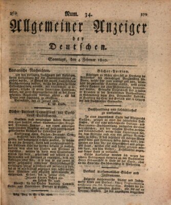 Allgemeiner Anzeiger der Deutschen Sonntag 4. Februar 1810