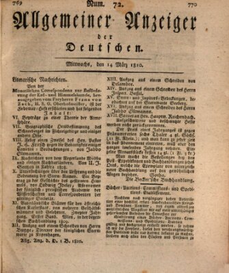 Allgemeiner Anzeiger der Deutschen Mittwoch 14. März 1810