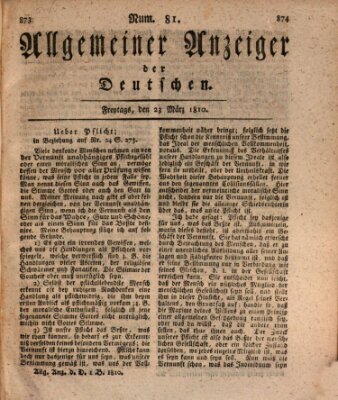 Allgemeiner Anzeiger der Deutschen Freitag 23. März 1810