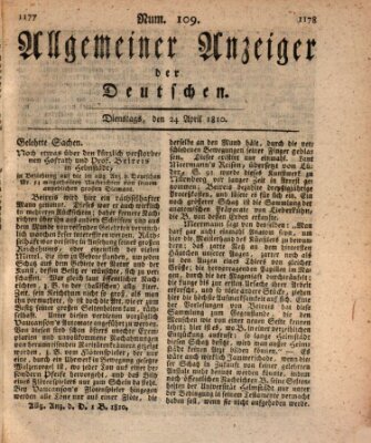 Allgemeiner Anzeiger der Deutschen Dienstag 24. April 1810