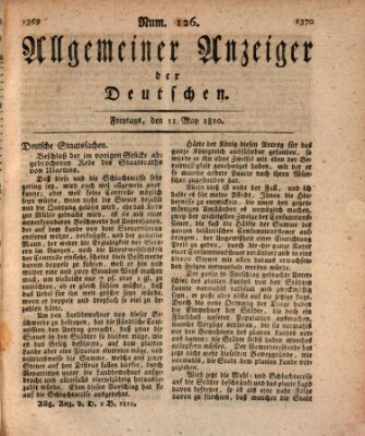 Allgemeiner Anzeiger der Deutschen Freitag 11. Mai 1810