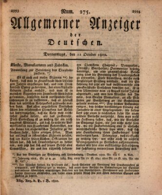Allgemeiner Anzeiger der Deutschen Donnerstag 11. Oktober 1810