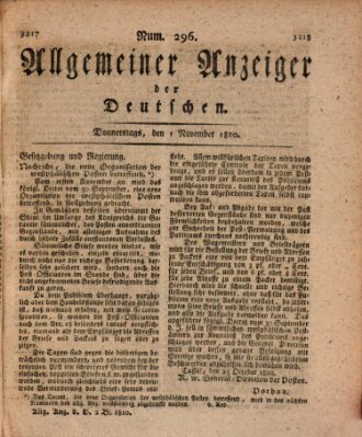 Allgemeiner Anzeiger der Deutschen Donnerstag 1. November 1810