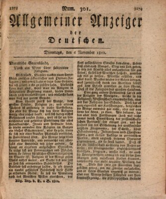 Allgemeiner Anzeiger der Deutschen Dienstag 6. November 1810