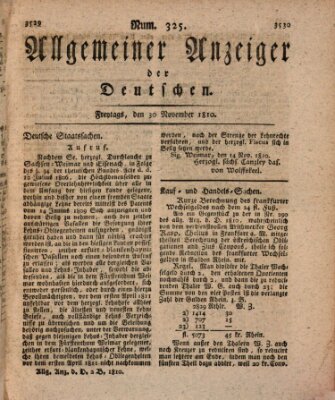 Allgemeiner Anzeiger der Deutschen Freitag 30. November 1810