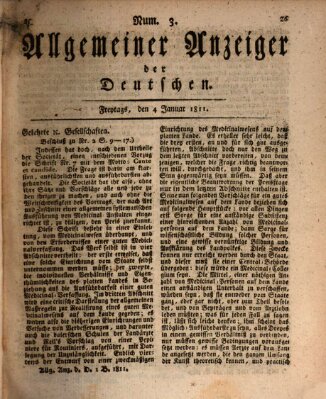 Allgemeiner Anzeiger der Deutschen Freitag 4. Januar 1811