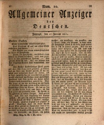 Allgemeiner Anzeiger der Deutschen Freitag 11. Januar 1811
