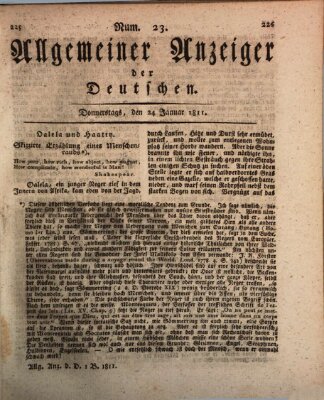 Allgemeiner Anzeiger der Deutschen Donnerstag 24. Januar 1811