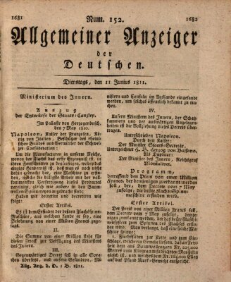 Allgemeiner Anzeiger der Deutschen Dienstag 11. Juni 1811