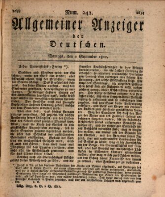 Allgemeiner Anzeiger der Deutschen Montag 9. September 1811