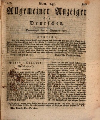 Allgemeiner Anzeiger der Deutschen Donnerstag 12. September 1811