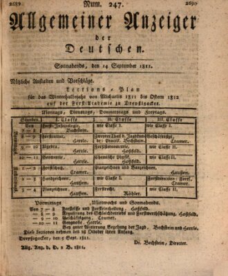 Allgemeiner Anzeiger der Deutschen Samstag 14. September 1811