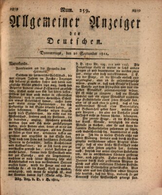 Allgemeiner Anzeiger der Deutschen Donnerstag 26. September 1811