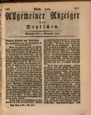 Allgemeiner Anzeiger der Deutschen Montag 18. November 1811