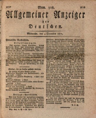 Allgemeiner Anzeiger der Deutschen Mittwoch 4. Dezember 1811