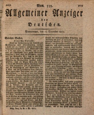 Allgemeiner Anzeiger der Deutschen Donnerstag 12. Dezember 1811