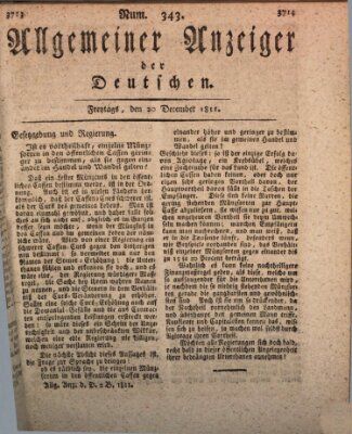 Allgemeiner Anzeiger der Deutschen Freitag 20. Dezember 1811