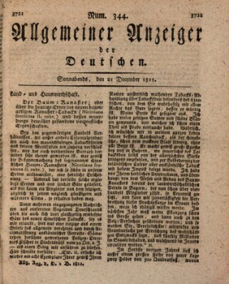 Allgemeiner Anzeiger der Deutschen Samstag 21. Dezember 1811