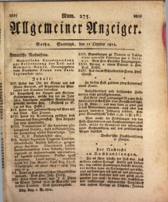 Allgemeiner Anzeiger der Deutschen Sonntag 11. Oktober 1812