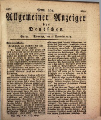 Allgemeiner Anzeiger der Deutschen Dienstag 16. November 1813