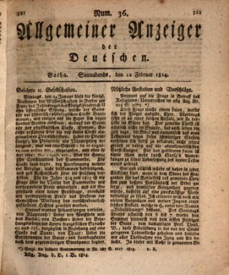 Allgemeiner Anzeiger der Deutschen Samstag 12. Februar 1814